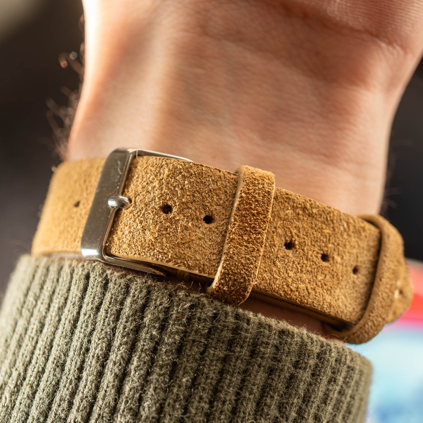 Wildleder Uhrenarmband – Caramel Braun – 18/20/22mm Stegbreite – Herren