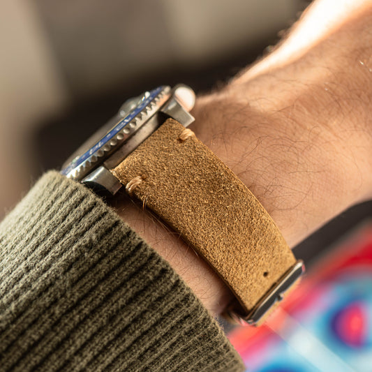 Wildleder Uhrenarmband – Caramel Braun – 18/20/22mm Stegbreite – Herren