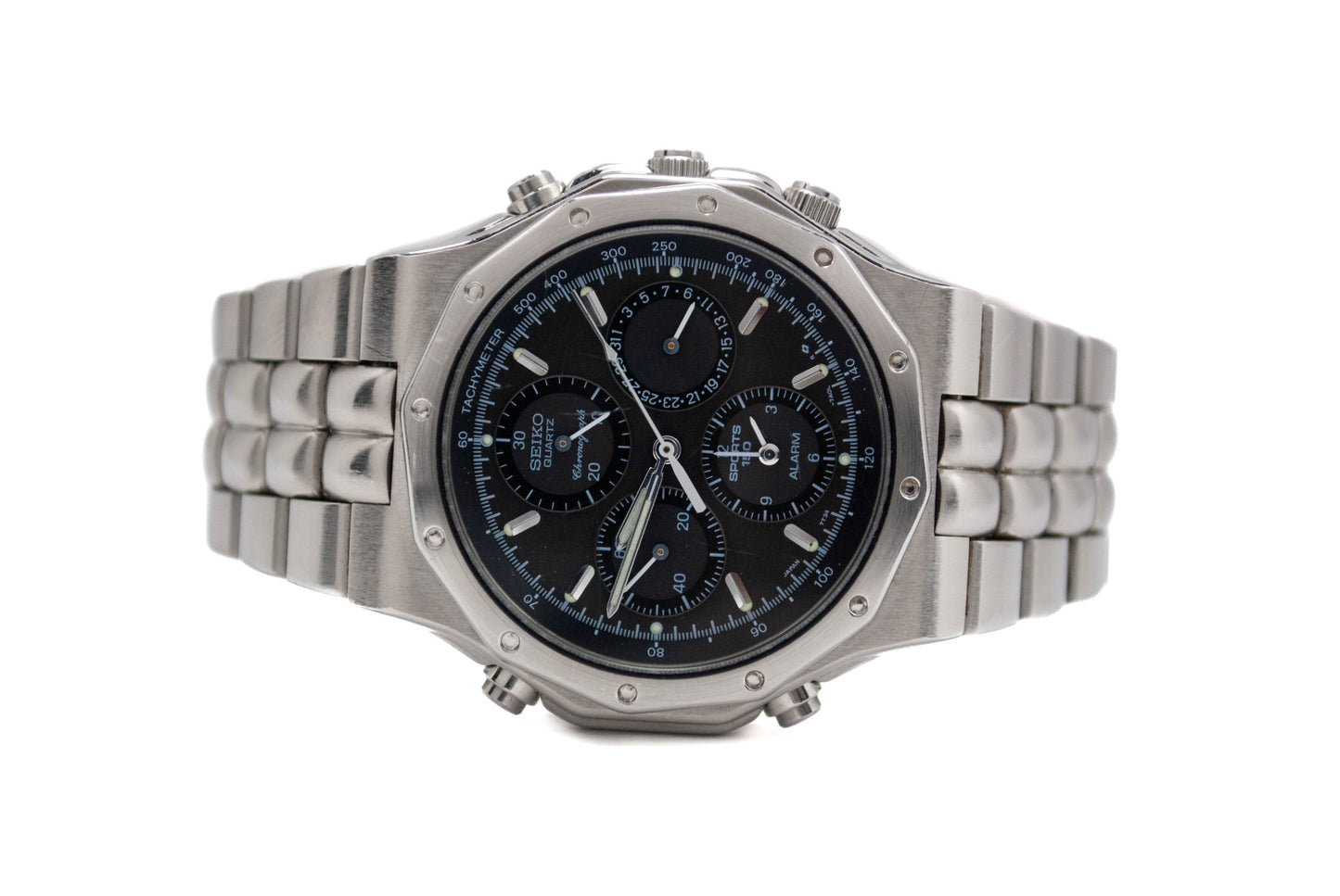 Seiko 7T34-7A10 Chronograph Vintage Herrenuhr – Quarz, Alarm, Edelstahl