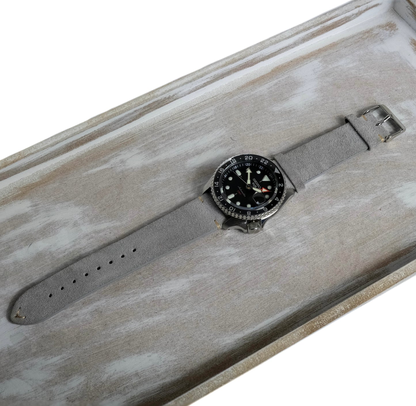 Wildleder Uhrenarmband – Aschgrau