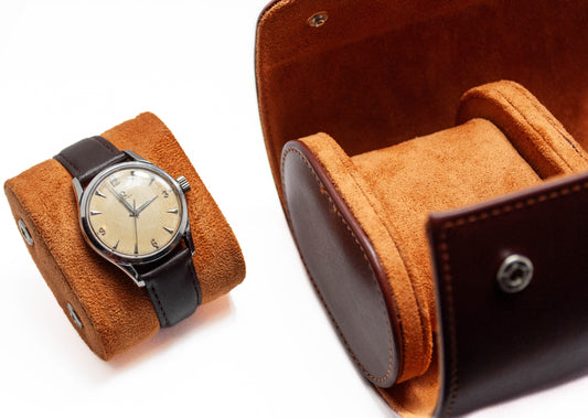 Modulare Leder Uhrenrolle in Schokoladenbraun