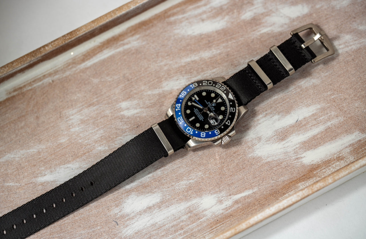 NATO Uhrenarmband Nylon – Onyx Schwarz – 18/20/22mm Stegbreite – Herren