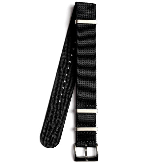 NATO Uhrenarmband Schwarz Shadow Black 20mm Nylon Stahlmann