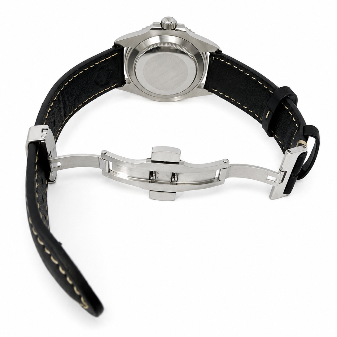 Leder Uhrenarmband Schwarz – Smoke Black | 20mm & 22mm Quick Release