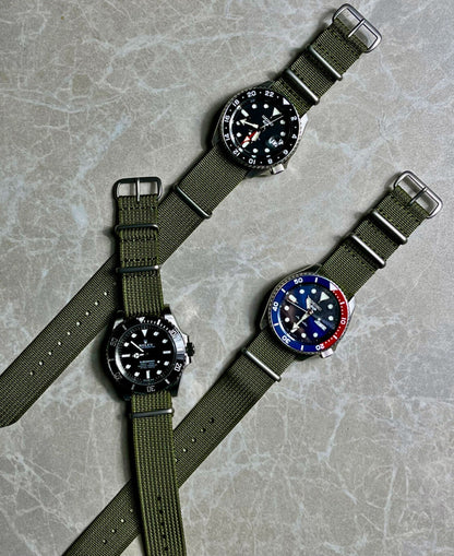 NATO Uhrenarmband Olivegrün an Uhr Stahlmann