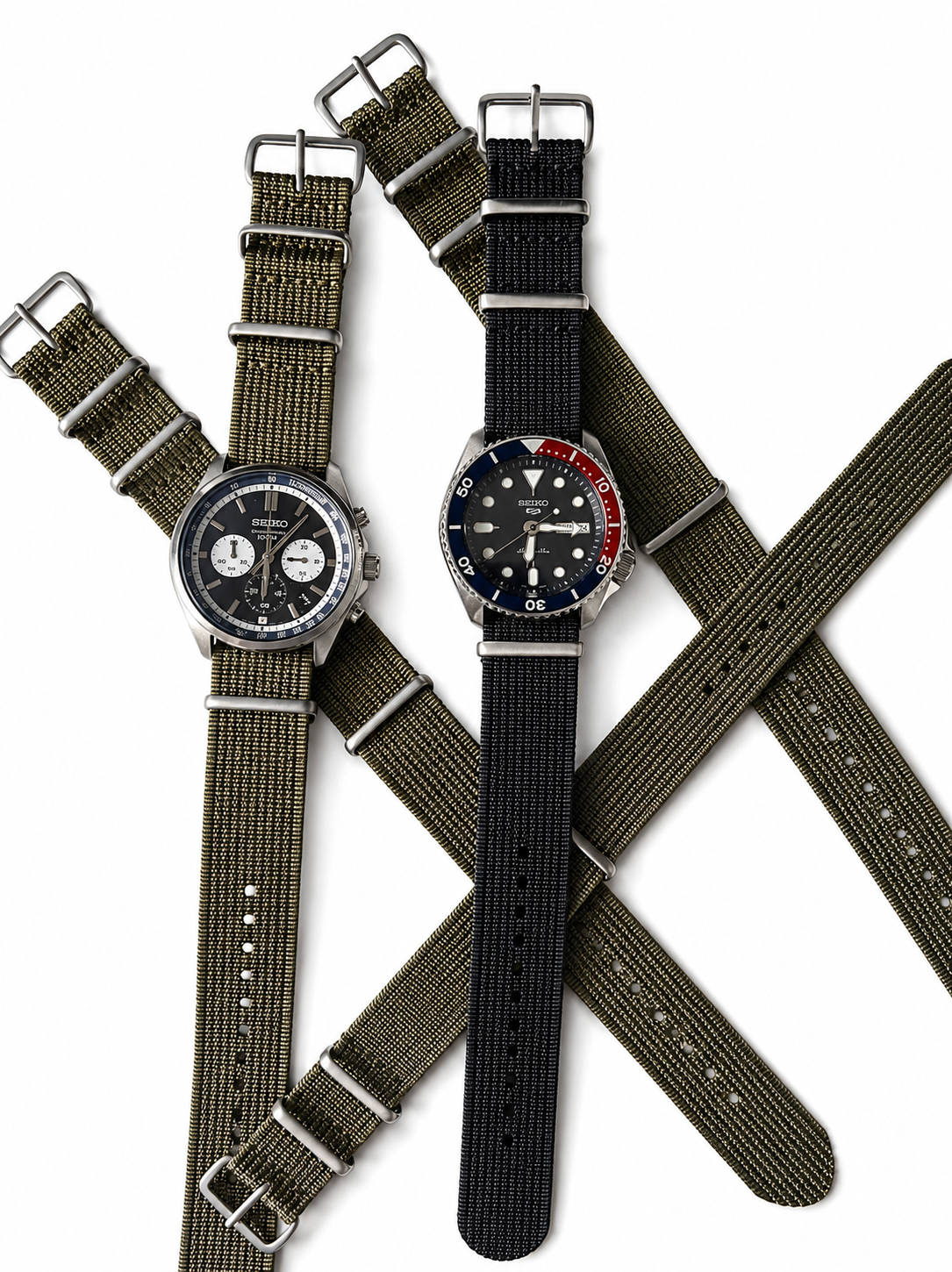 Stahlmann Signature Duo – Shadow Black & Olivegrün | NATO Armband Set 18-22mm