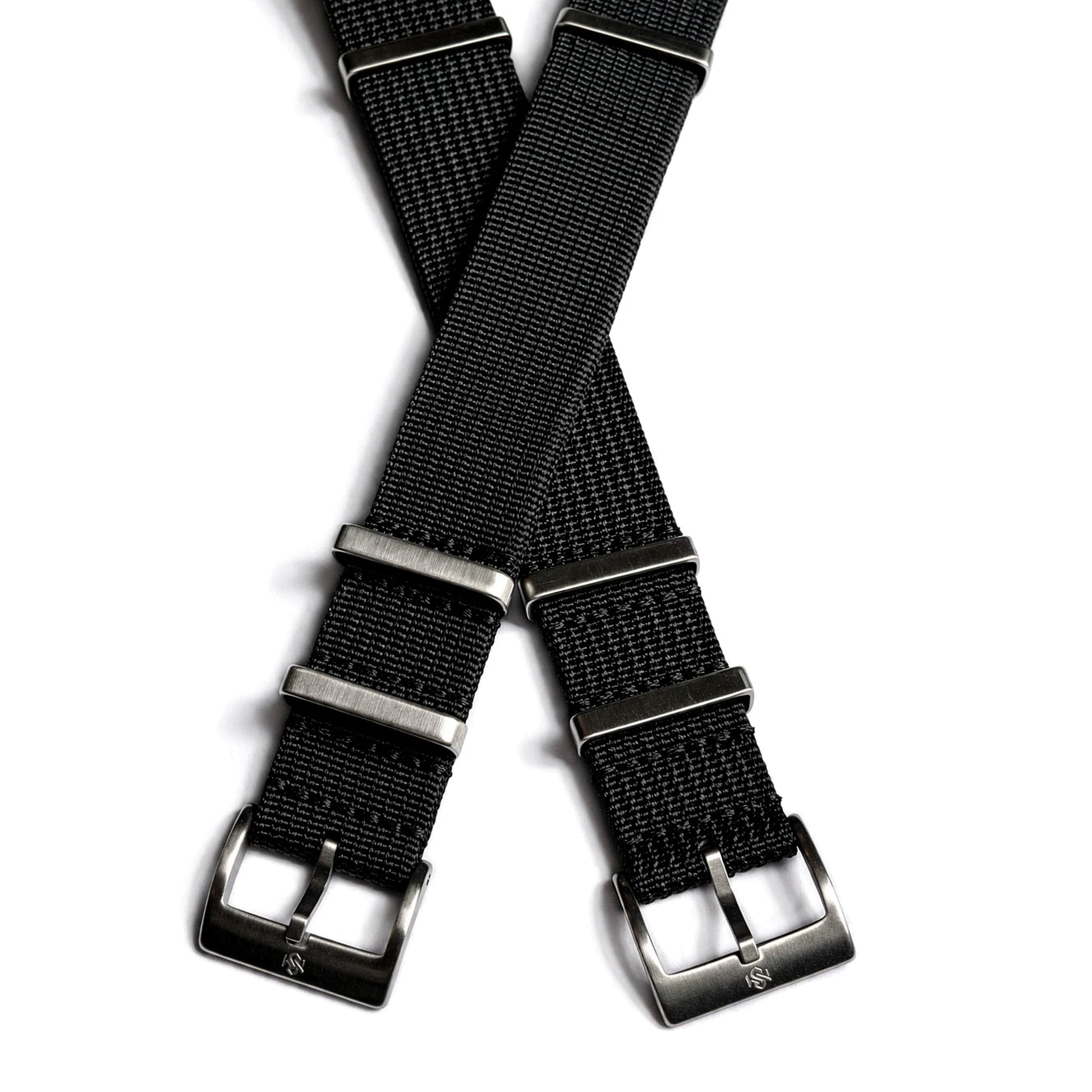 NATO Uhrenarmband Schwarz Shadow Black Detail Stahlmann