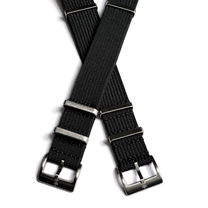 NATO Uhrenarmband Schwarz Shadow Black Detail Stahlmann